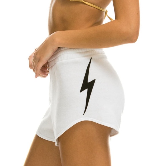 Aviator Nation - White short with black bolt logo - Size Large - Brand New - Picture 1 of 6